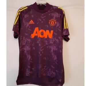 Adidas X Manchester United AON Purple Soccer Jersey T Shirt L Men's